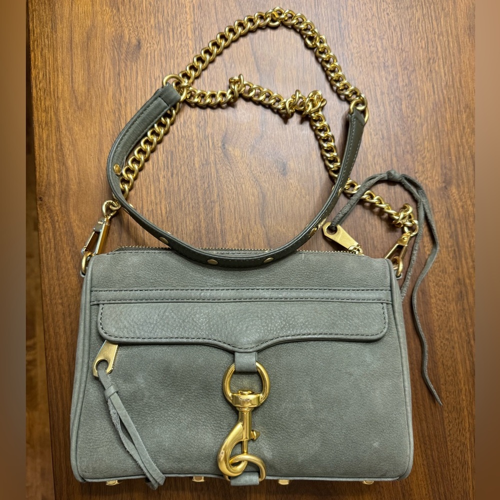 Rebecca Minkoff Green/Grey Shoulder Bag with Gold Accents